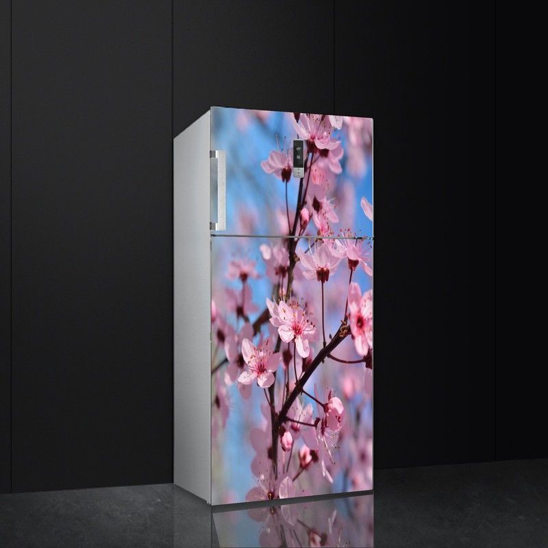 Byte Studio 60 cm Beautifull Pink Flower Decorative Fridge Sticker Self Adhesive Sticker  (Pack of 1)