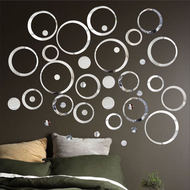 LOOK DECOR 90 cm 40 Circle Ring And Dots Silver (Pack of 40) 8 Self Adhesive Sticker  (Pack of 40)