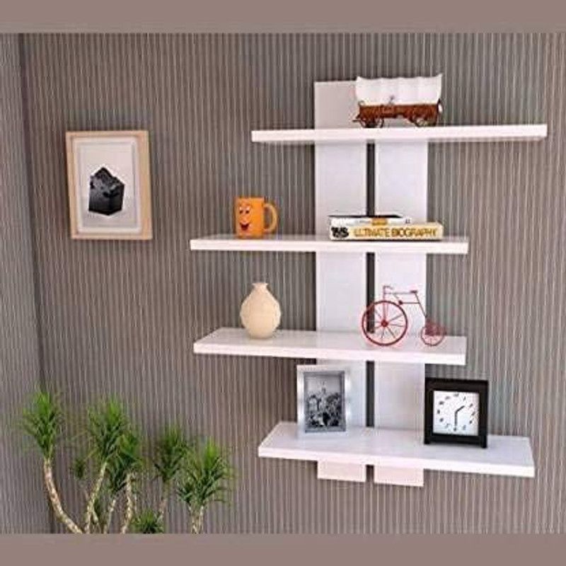 NEWONCRAFT Wall Mount Tree Floating Wall Shelf For Home and Living Decor - White MDF (Medium Density Fiber), Wooden Wall Shelf  (Number of Shelves - 4, White)