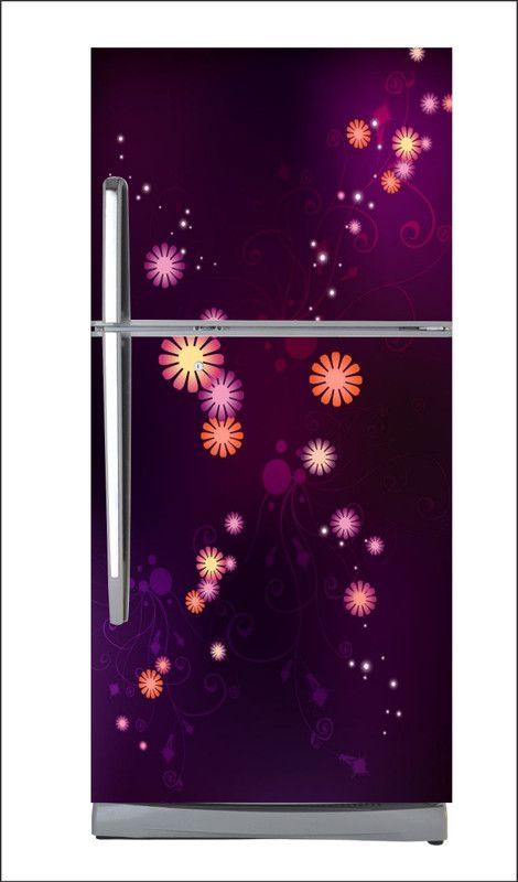 Wildartcreation 60 cm Abstract decorative 3d 3d design with black background full fridge cover extra Self Adhesive Sticker  (Pack of 1)