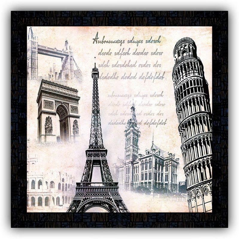 Poster N Frames framed poster of Eiffe Tower Love Couple-18308 Digital Reprint 14 inch x 14 inch Painting  (With Frame)