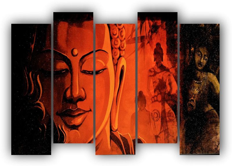 infinity interiors Digital Reprint 23 inch x 41 inch Painting  (Without Frame, Pack of 5)