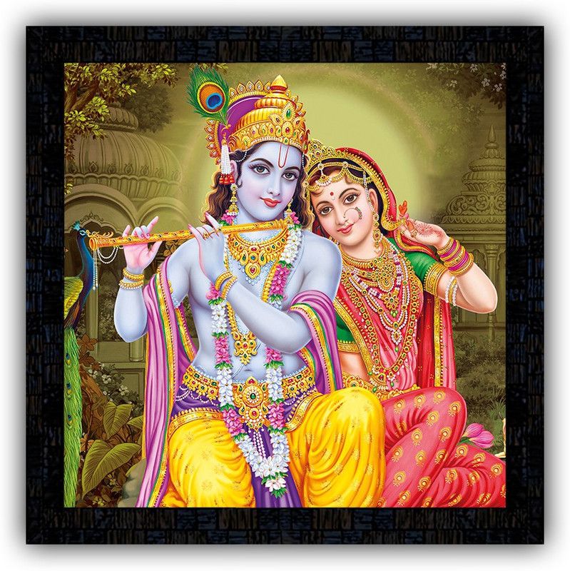 Poster N Frames framed poster of Radha Krishna-14783 Digital Reprint 14 inch x 14 inch Painting  (With Frame)