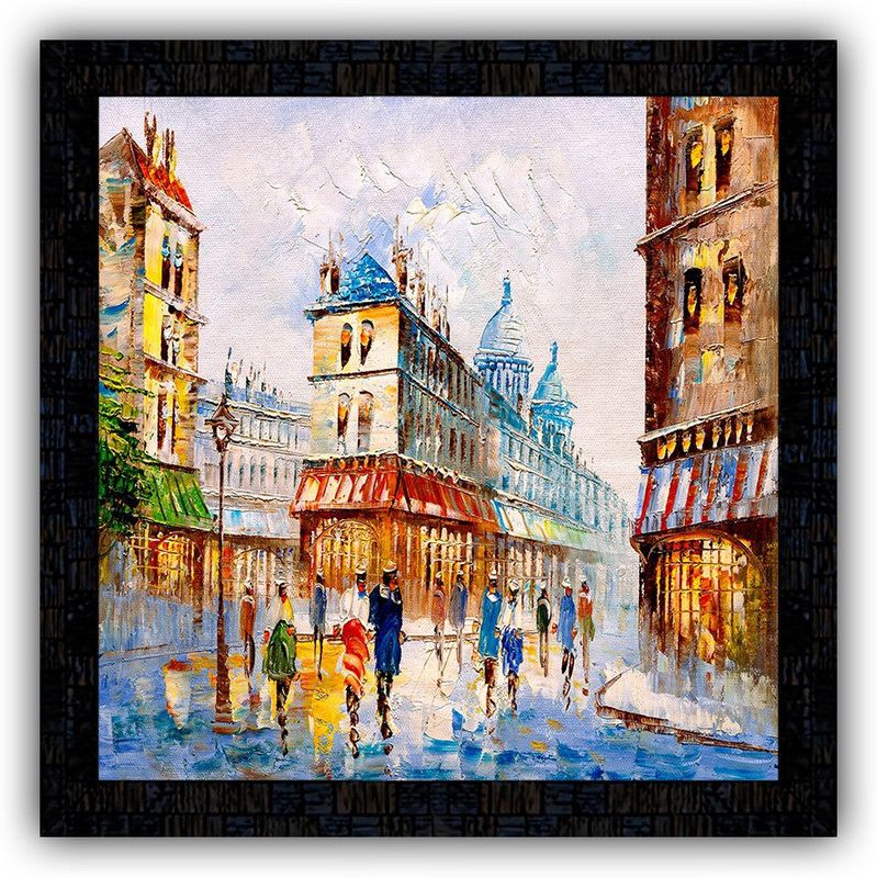 Poster N Frames framed poster of Hand Painted landscape scenery-18099 Digital Reprint 14 inch x 14 inch Painting  (With Frame)