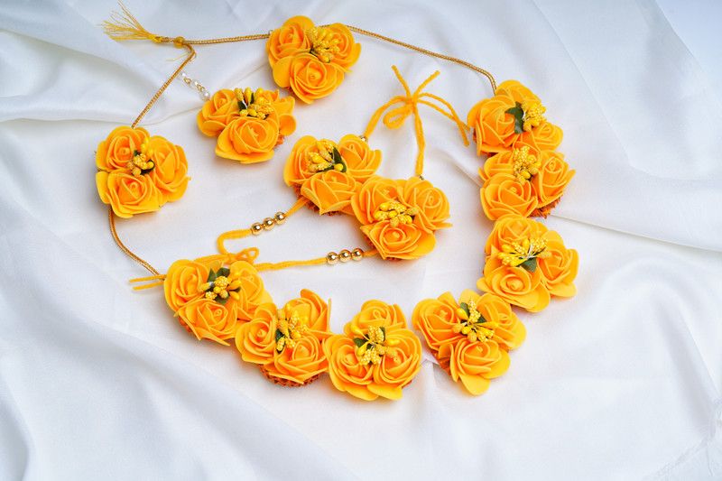 ANI Yellow Marigold Artificial Flower  (6.299 inch, Pack of 12, Single Flower)
