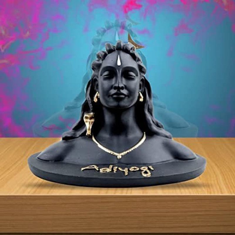 LIBSADRESSES Lord Adiyogi Mahadev Shiv Shankara Showpiece Idol Murti Statue for Car Dashboard Decorative Showpiece - 5 cm  (Polyresin, Black)