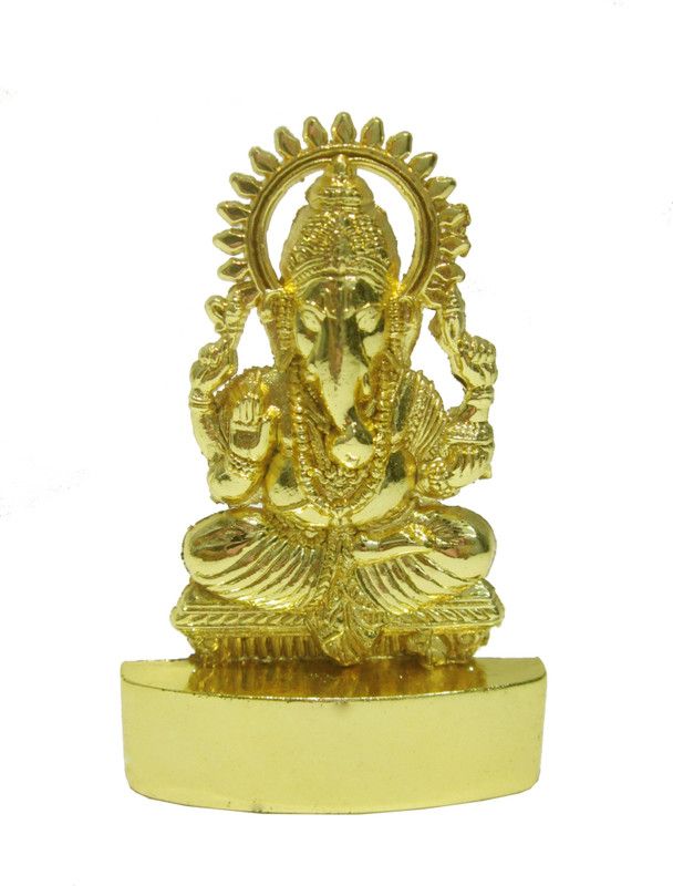 Wacky Ganesha God Idol For Car Dashboard Diwali Gifts Decorative Showpiece - 10.5 cm  (Brass, Gold)