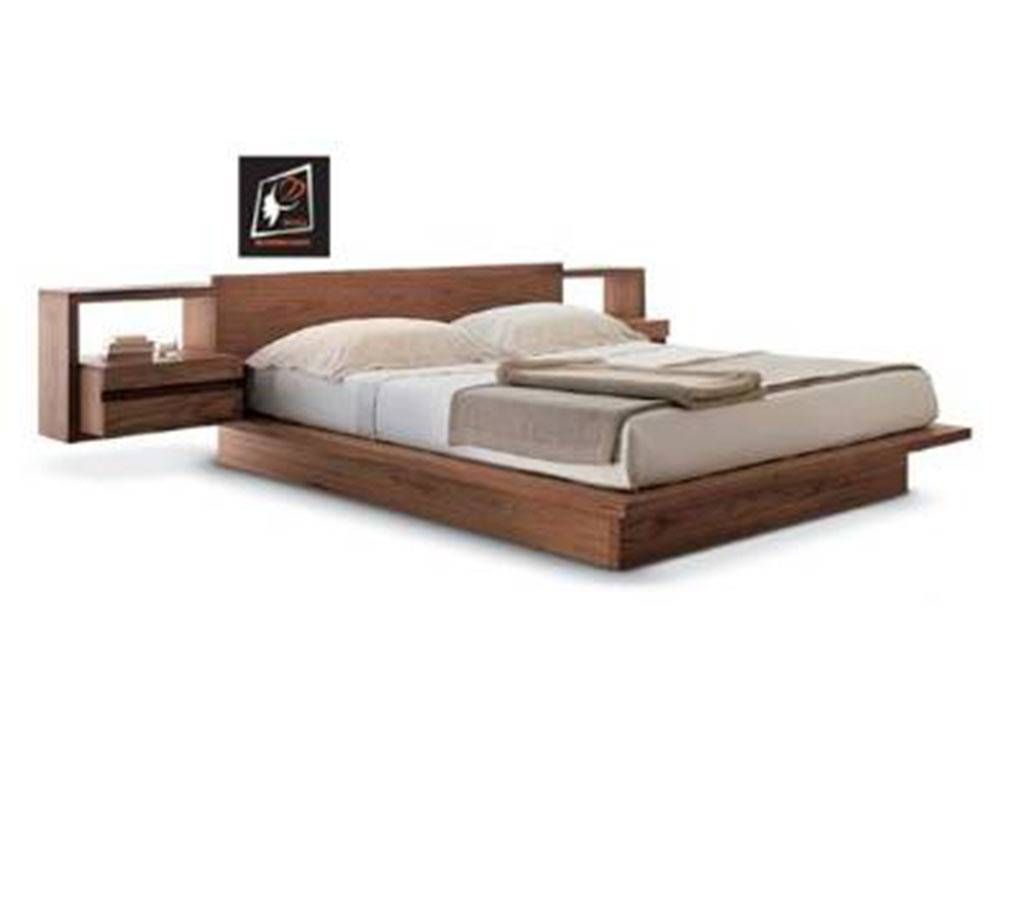 MDF Wood Queen Size Bed-F with Side Box
