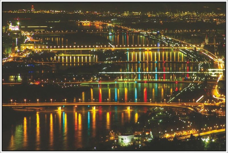 Lights on bridges at night Wall Poster Print on Art Paper 13x19 Inches Paper Print  (19 inch X 13 inch, Rolled)