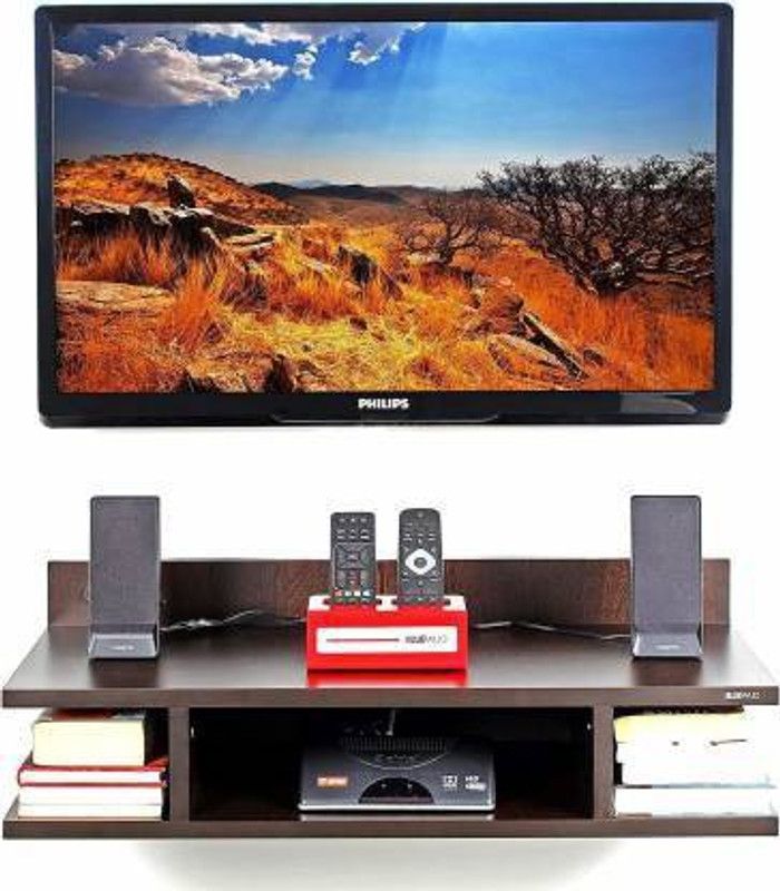 KHANSHOPEE Wall TV set up box stand MDF Wall Wifi stand Wall hanging mounted floating wall decorative set up box stand MDF (Medium Density Fiber) Wall Shelf  (Number of Shelves - 4, Brown)
