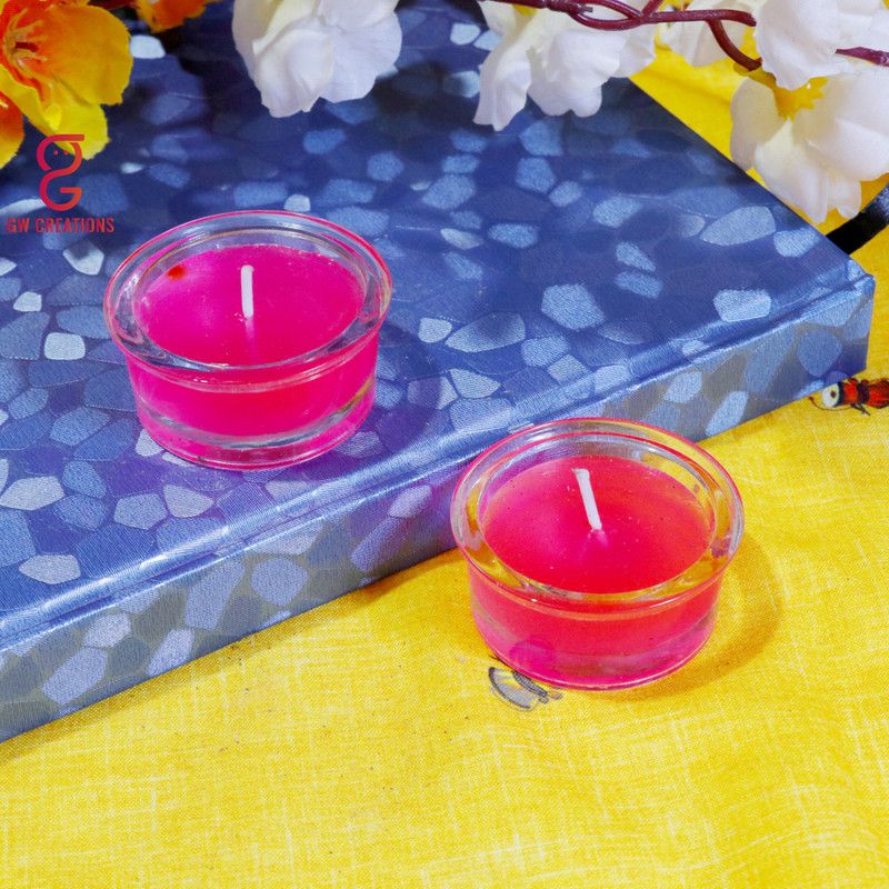GW Creations Smokeless Gel Candle Small Bowl Pink Candle  (Pink, Pack of 2)