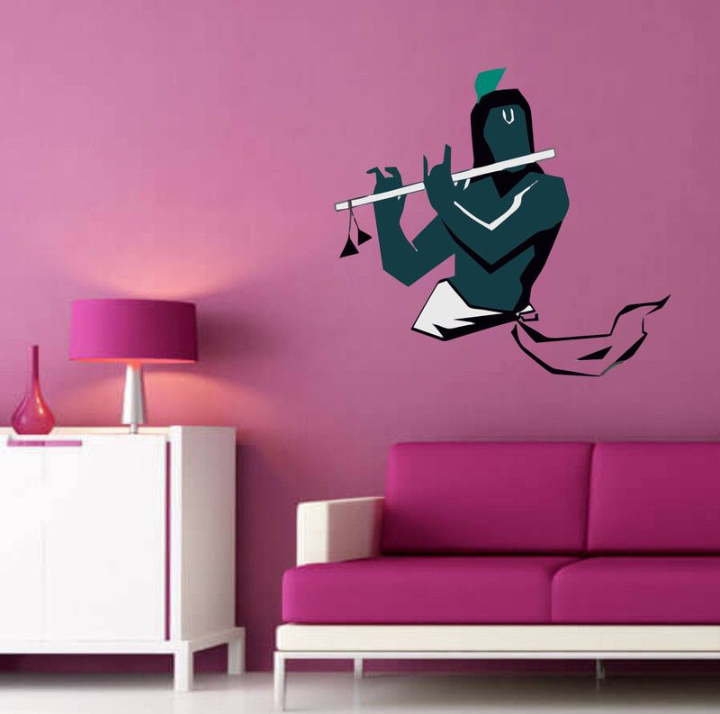 SUDARSHAN STICKER 55 cm Lord Krishna with Flute Wall Stickers ( 55Cm X 60Cm ) Self Adhesive Sticker  (Pack of 1)