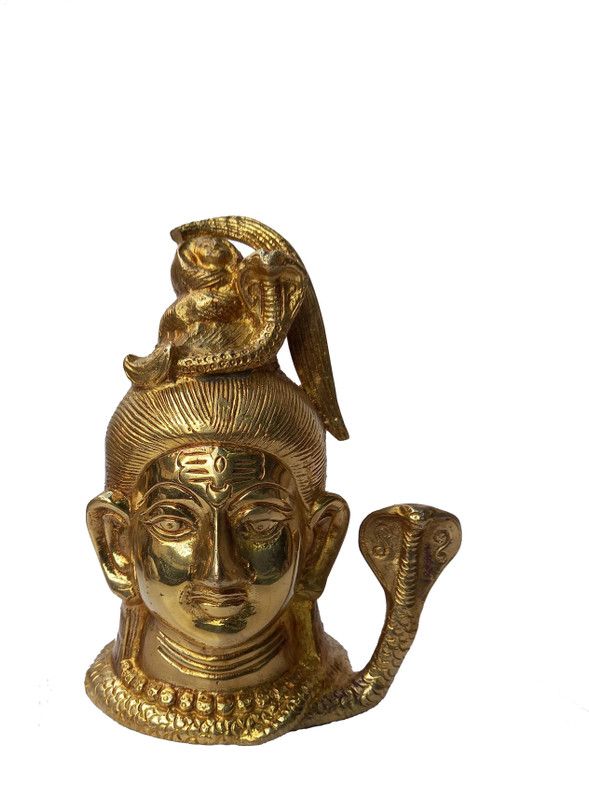 SBBW SHIVA FACE Decorative Showpiece - 16.6 cm  (Brass, Gold)