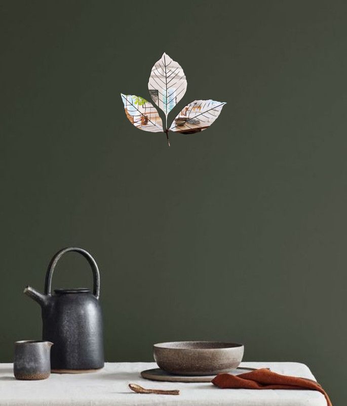 Decor studio 33.02 cm beautiful leaves silver acrylic sticker Self Adhesive Sticker  (Pack of 1)