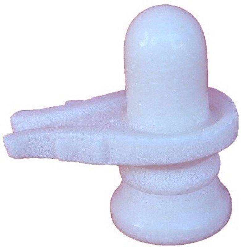 VALUE CRAFTS Marble Shivling Decorative Showpiece - 8 cm  (Stone, White)
