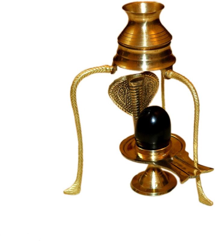 VALUE CRAFTS Black Shaligram Shiva Ling Decorative Showpiece - 10 cm  (Brass, Marble, Gold, Black)