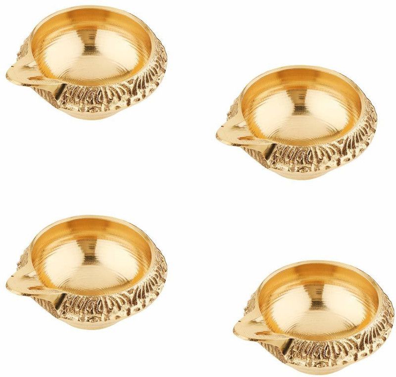 Rolimoli Pure Brass Kuber Diya Puja Brass Oil Lamp Set of 4 Kuber Diya (1.5 inch) Brass (Pack of 4) Table Diya  (Height: 0.5 inch)