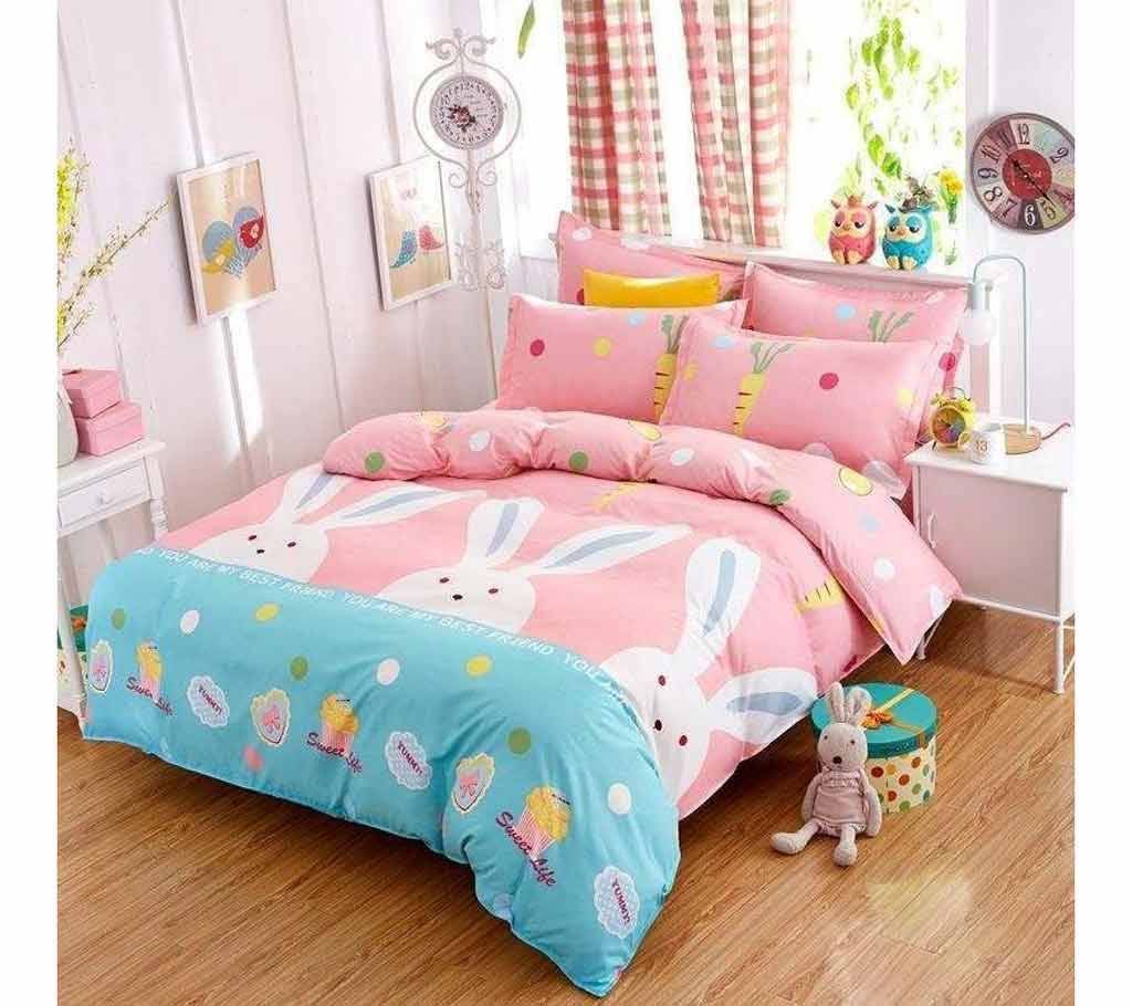 Poly Cotton Fabric Double Size Bed sheet Set - 4 pieces. (Bs-28)