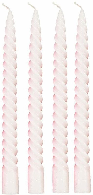 Kuber Selection Pack of 4 Pcs Designer White Spiral Pillar Candle 10 inch Long for Party Candle  (White, Pack of 4)