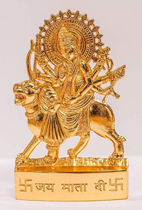 SV Traders Gold Plated Goddess Durga Ji Idol Decorative Showpiece - 8 cm  (Brass, Gold)