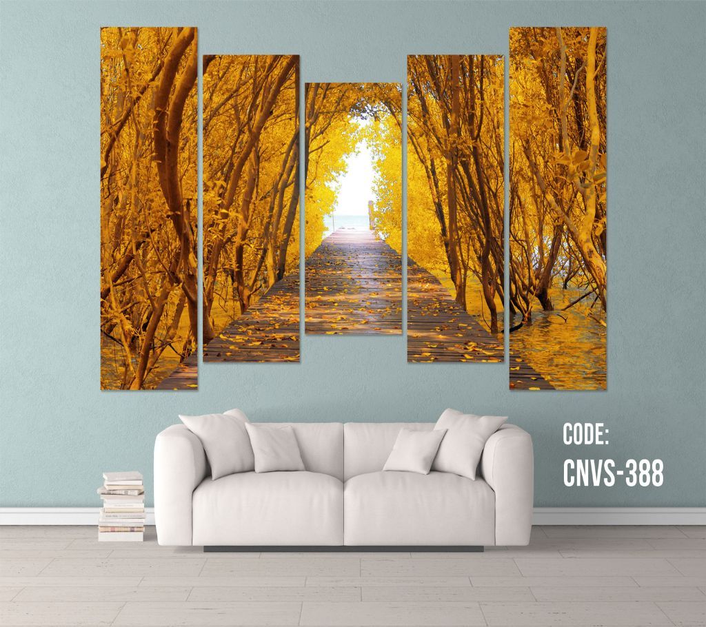 CNVS-388 Golden Wooden Bridge Wall Canvas Art Prints 96 inch x 48 inch