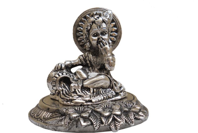 JaipurCrafts Laddu Gopal Decorative Showpiece - 10.16 cm  (Aluminium, Silver)