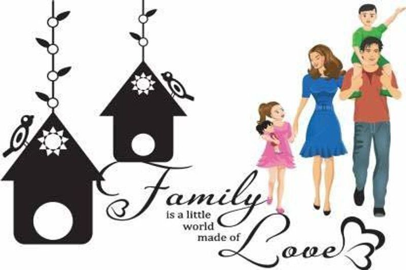Picniva Family Love Wall Sticker For Home Living Room Bedroom Hall Play Room Kids Room  (Multicolor)