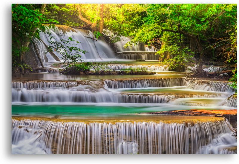 PRINTHUBS 45.72 cm Natural Waterfall Poster For Livingroom Home Wall Decor (Size 12x18 Inch)S3 Self Adhesive Sticker  (Pack of 1)