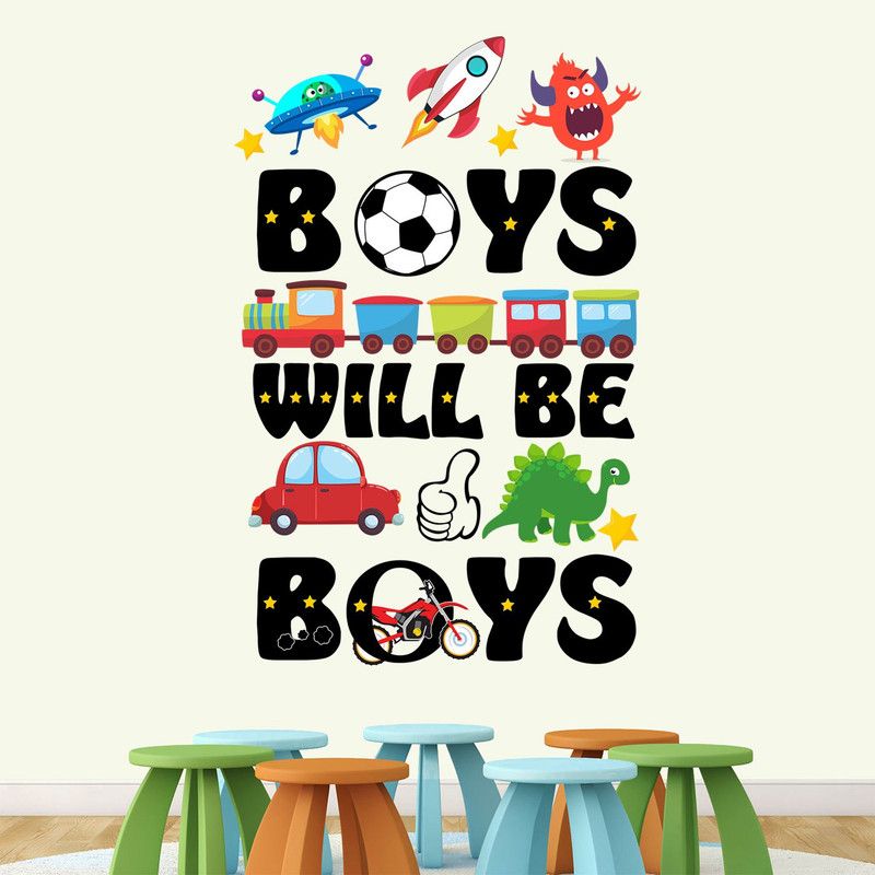 StickMe 50 cm Boys Will Be Boys - Motivational - Inspirational - Quotes - Wall Sticker -SM586 Self Adhesive Sticker  (Pack of 1)