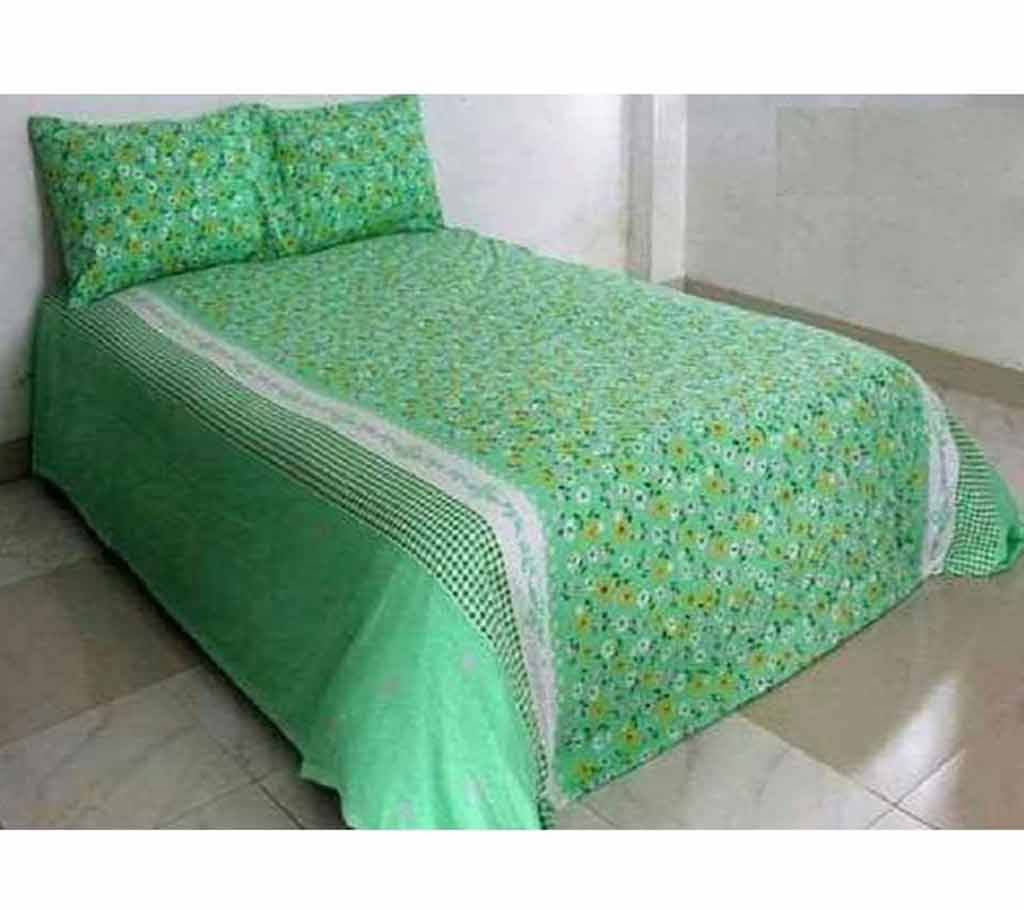 Double Size Cotton Bed Sheet with Matching 2 Pillow Covers - Multicolor bed-25