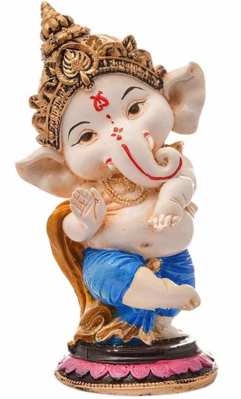 AROHI ENTERPRISES Dancing Ganesha Idol Statue Decorative Showpiece - 15 cm  (Polyresin, Multicolor)