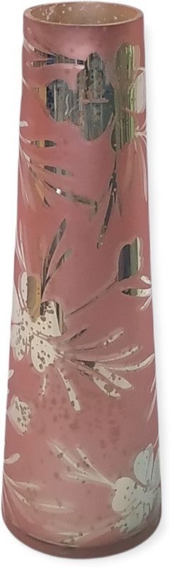AHGI Glass Designer Small Home Decorative Flower Vases for Home Decor, Side Corners, Living Room, Dining Room, Center Table, Bedroom, Centerpiece Art No 11607 Glass Vase  (9 inch, Pink, White)
