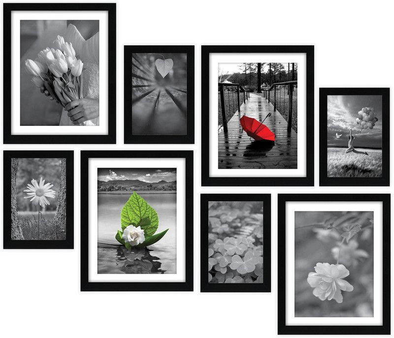Random Wood Personalized, Customized Gift Best Friends Reel Photo Collage gift for Friends, BFF with Frame, Birthday Gift,Anniversary Gift Wall  (Black, 8 Photo(s), 4 Pcs: 5X7 inch, 4 Pcs: 8X10 inch)