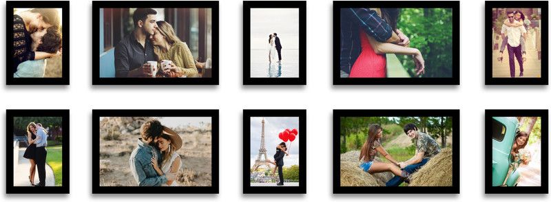 SWADESI STUFF MDF Personalized, Customized Gift Best Friends Reel Photo Collage gift for Friends, BFF with Frame, Birthday Gift,Anniversary Gift Wall  (Black, 10 Photo(s), 6 frame : 6x8 inch, 4 frame : 8x12 inch)
