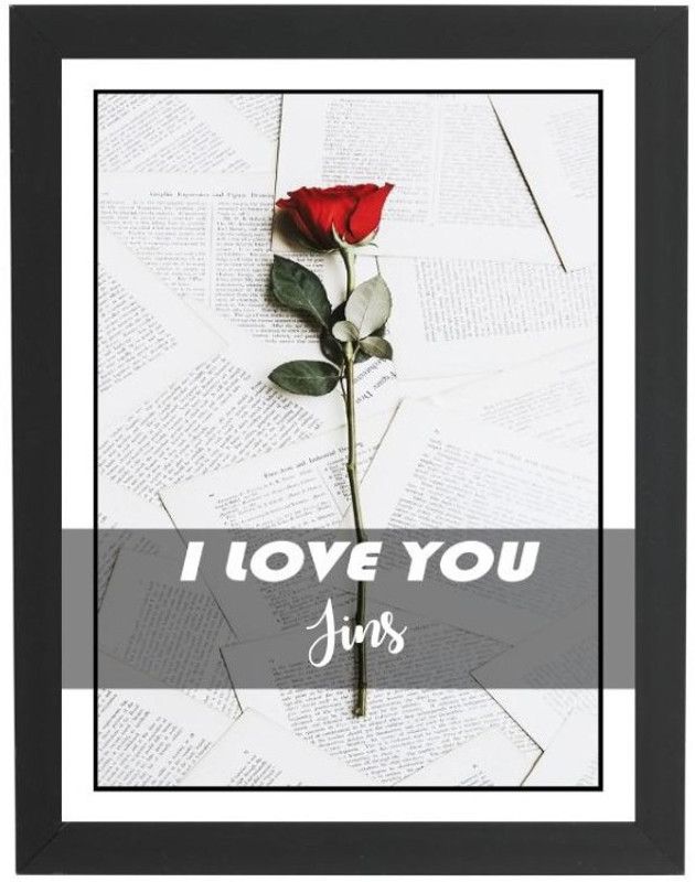 Beautum I Love You Jins Name Love You Printed Unique Digital Reprint 9inch x 13inch Painting Model No:CMGHP008340 Digital Reprint 13 inch x 9 inch Painting  (With Frame)