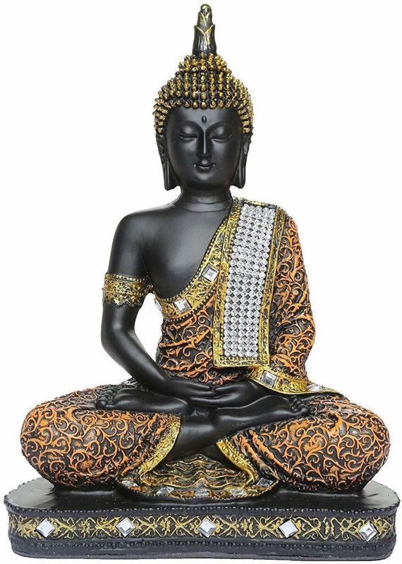 curious lifestyle Decorative Showpiece - 25.4 cm  (Stone, Brass, Crystal, Black, Gold)