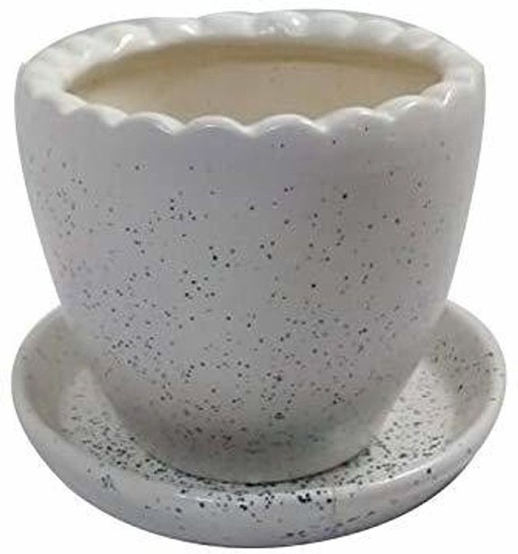 INDIA MEETS INDIA Handmade Ceramic Vase  (4 inch, White)