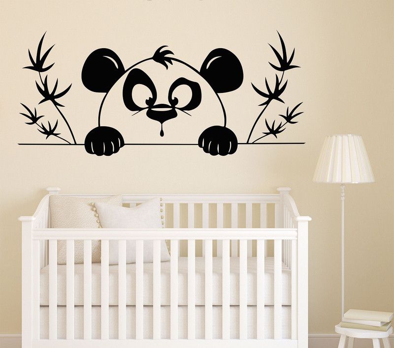 Wallzone Panda Vinyl Wallsticker (80 cm x 35 cm)  (Black)