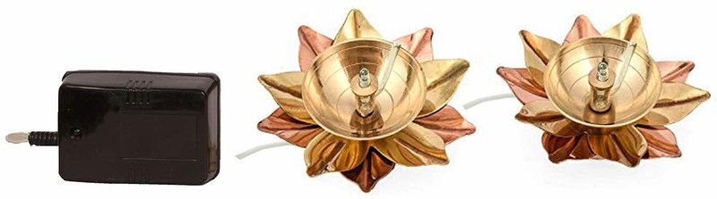 Bhimonee Decor Brass Lotus Electric Diya Brass Table Diya  (Height: 1.57 inch)