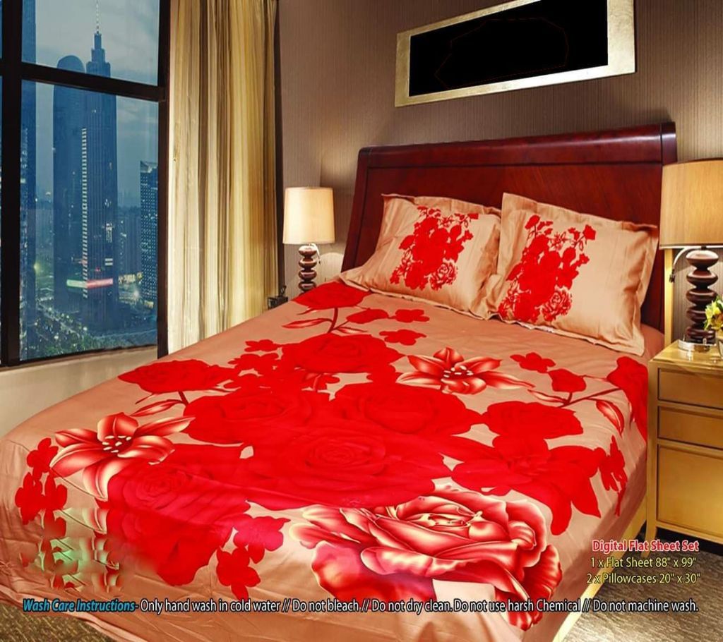Panel Bedsheet- Golden with Flower - ANJ