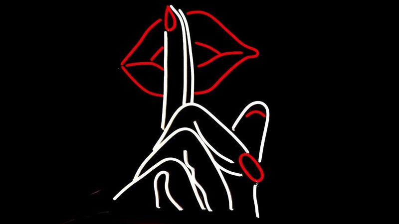 UNIQUE ADS MEDIA Red Lips Finger Keep Quiet / Keep Silent Neon Lights For Restaurant, Bars, Bedroom, Room Decoration, Bedroom, Neon Signs Décor for RoomWall, Neon Led Lights (24