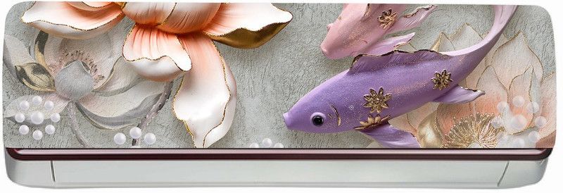 Psychedelic Collection 91 cm Decorative Flower With Fish Ac Sticker (Multicolor PVC Vinyl 30x91) Self Adhesive Sticker  (Pack of 1)