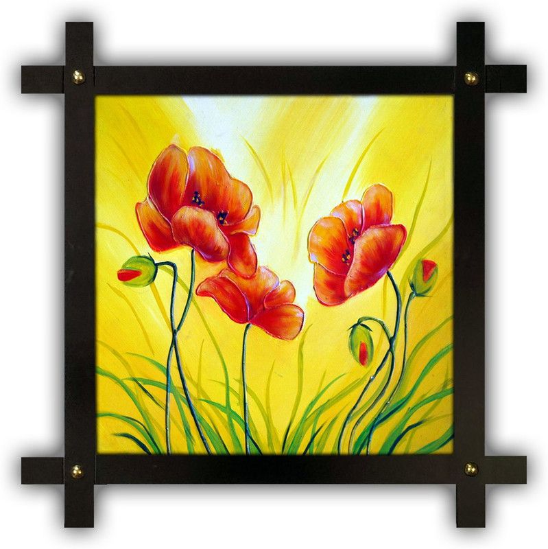 Poster N Frames Cross Wooden Frame Hand-Crafted with photo of Flower (floral) 18366-crossframe Digital Reprint 16.5 inch x 16.5 inch Painting  (With Frame)