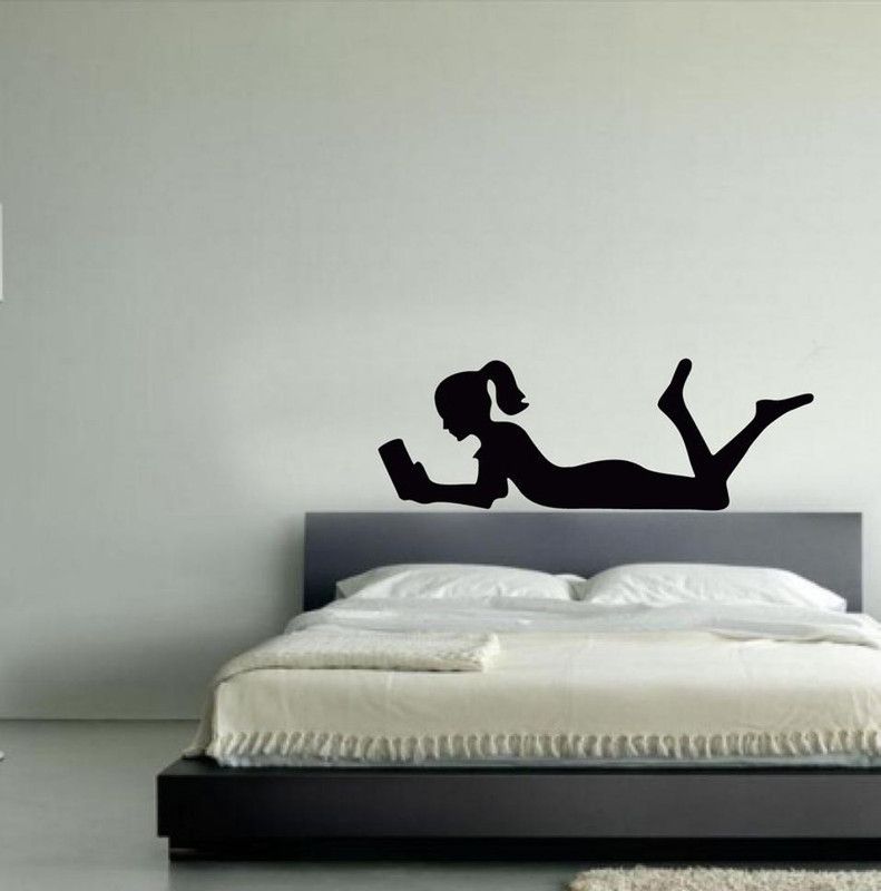 Archi Graphics Studio 58 cm BeautifulGirl Read on book with sleep dashboard decorative wall stickers Self Adhesive Sticker  (Pack of 1)