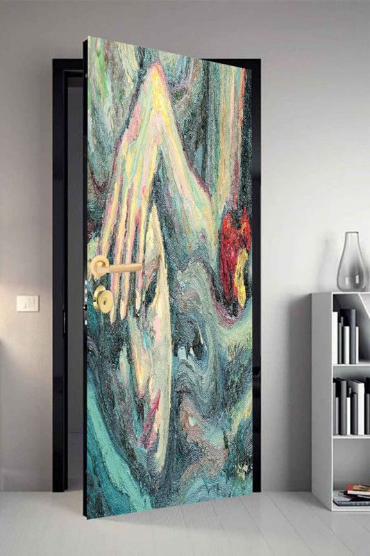 QTH 29.8 cm QTH Colourfull Dor-7701 Design Door Sticker Self Adhesive Sticker  (Pack of 1)