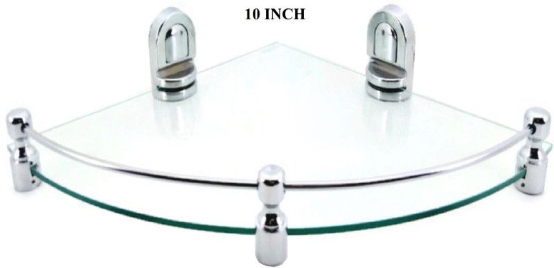 Sparkraze High Quality Plastic Small Brackets 10"X10"Round Corner Glass, Plastic Wall Shelf  (Number of Shelves - 1, Clear)