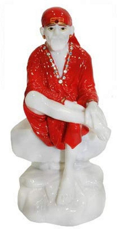 Sai Amrut Sai Marble Statue, Sai murti for Pooja Room, Sai Idols for Home Decor Decorative Showpiece - 12 cm  (Marble, Red)