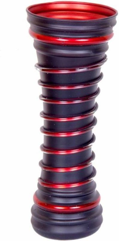 Vijyas Glass Vase  (12 inch, Blue, Red)