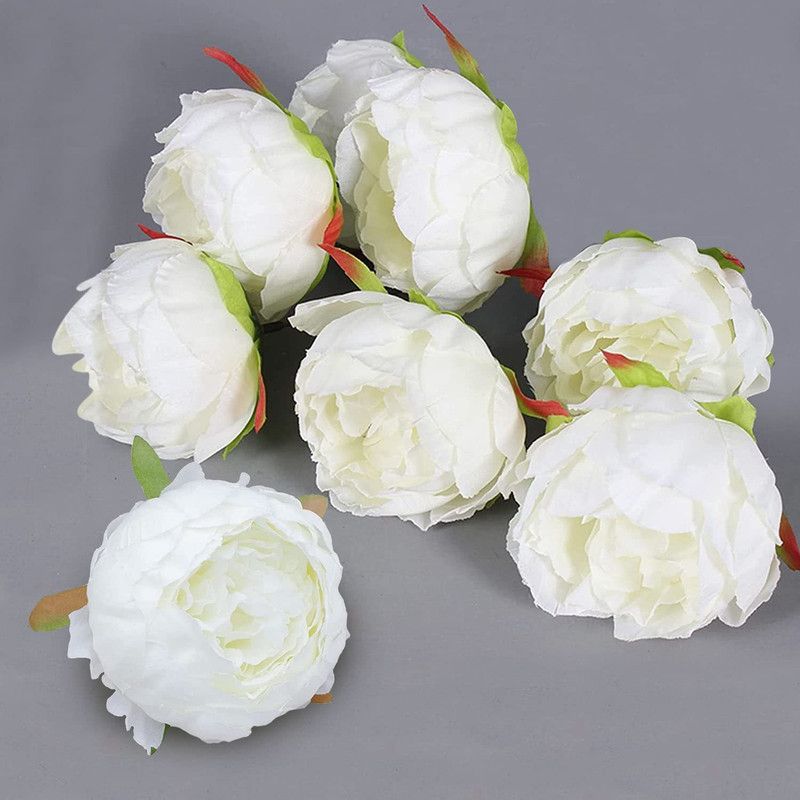well art gallery Artificial White Peony Heads For Home, Wedding Decor (6, White) Peony Flower White Peony Artificial Flower  (3 inch, Pack of 6, Single Flower)