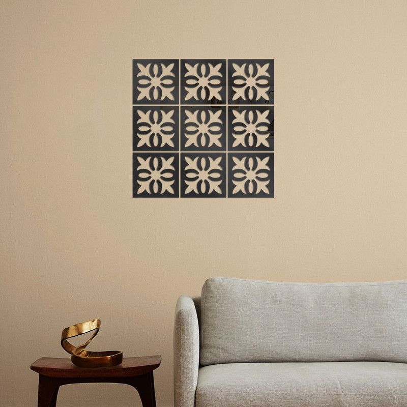 DSticker 10 cm 9 Border Black Self Adhesive Sticker  (Pack of 9)